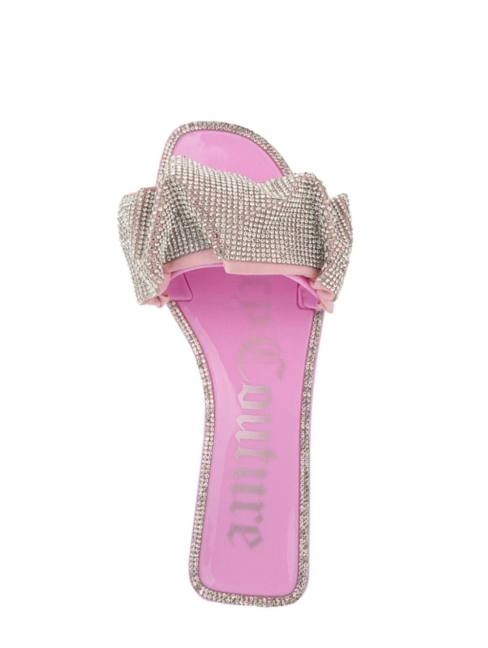 NWT JUICY COUTURE Pink Mixed Media Holly Pink Jeweled Bow Slide Sandal - Picture 4 of 9